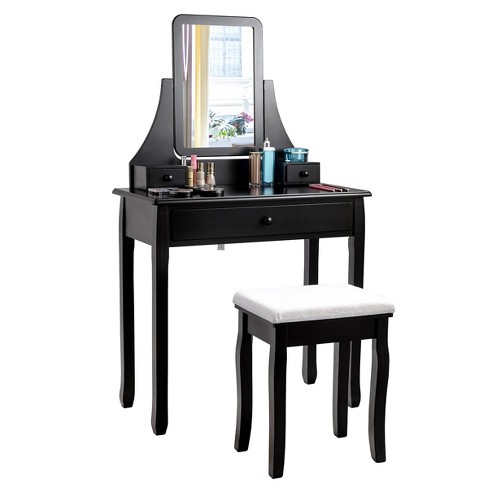 Costway Square Mirror Dressing Table, Vanity Table For Makeup