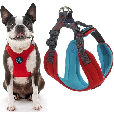 Gooby Convertible Harness, Small Dog Step in Neoprene Harness with Easy Neck Fastener, Red, Small