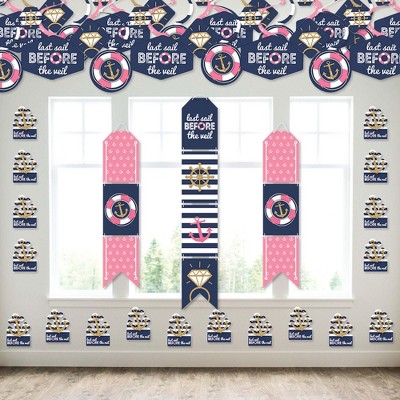 Big Dot of Happiness Last Sail Before The Veil - Wall and Door Hanging Decor - Nautical Bachelorette and Bridal Shower Room Decoration Kit