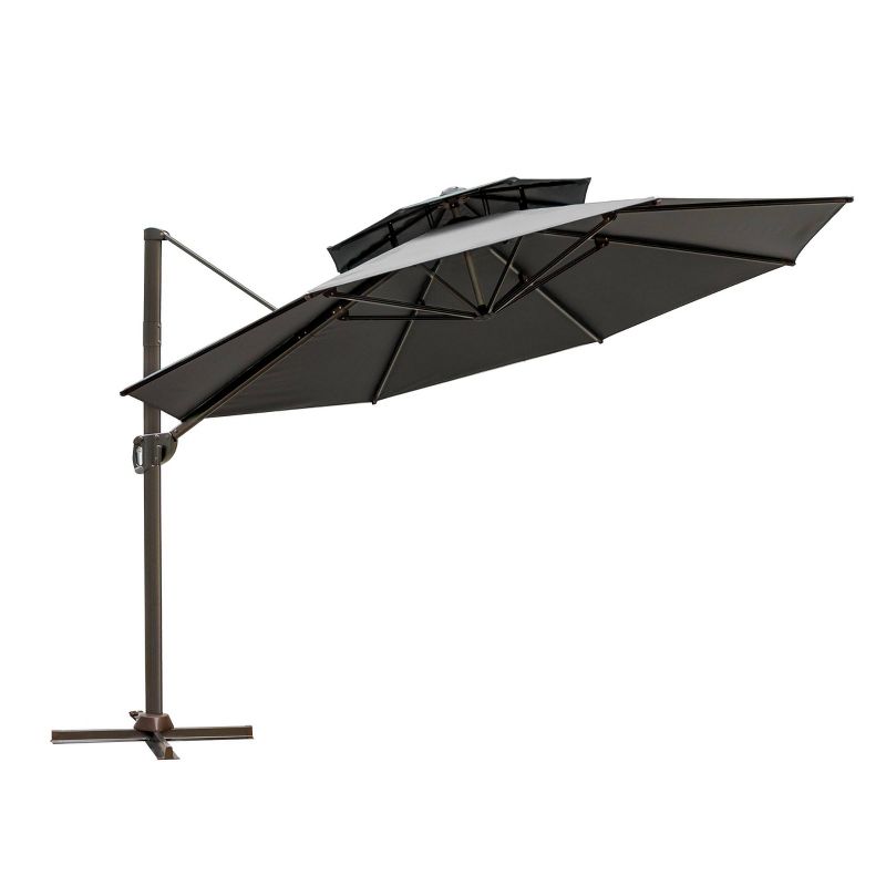 11.5&#39; Round Double-Top Cantilever Umbrella, Aluminum Frame, UV-Resistant Polyester, Adjustable Crank System - Crestlive Products, 1 of 10