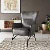 NicBex Leather Accent Chair,Upholstered Living Room Chairs with High Backrest and Metal Legs,Modern Armchair,Accent Chairs for Living Room - 2 of 4