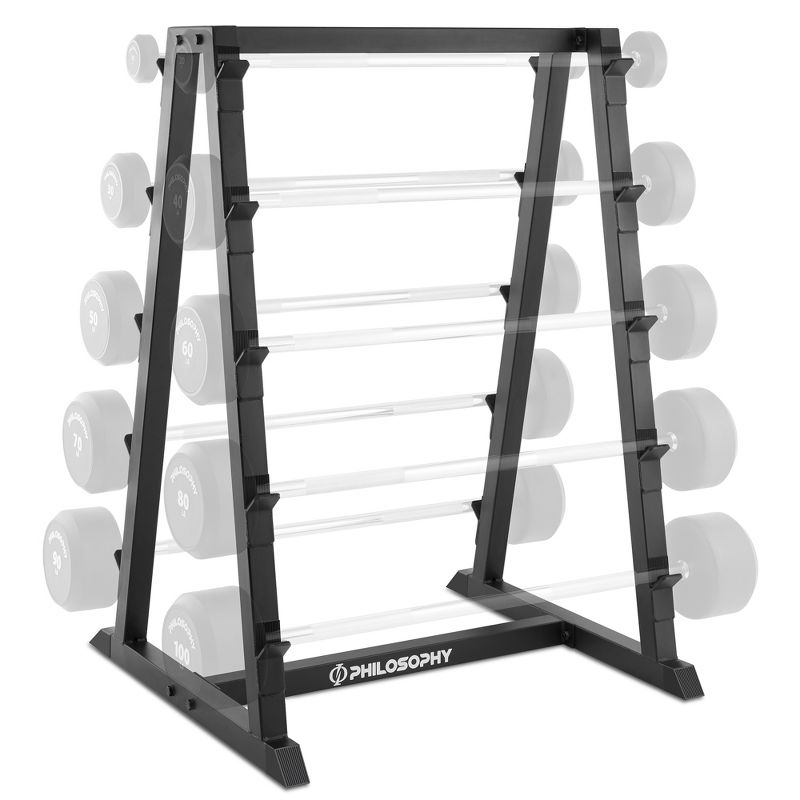Philosophy Gym 10-Bar Fixed Barbell Weight Rack - Heavy-Duty Storage Holder for Straight & EZ Curl Pre-Weighted Bars, 4 of 8