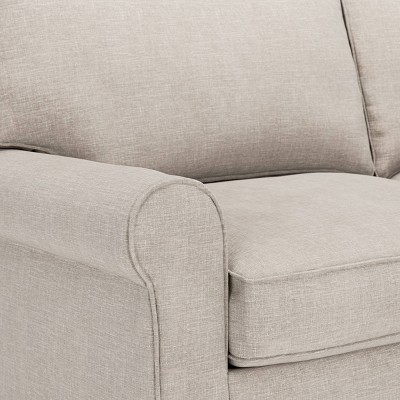 Light Gray Polyester Blend Rolled Arm Loveseat with Wood Legs