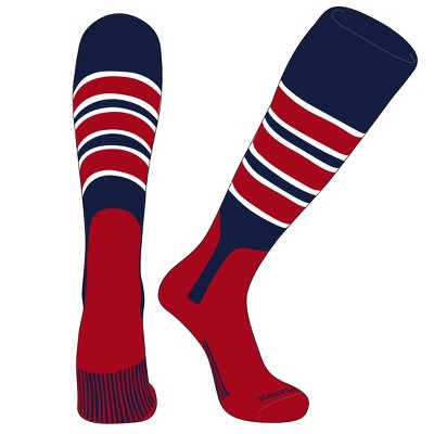 PEAR SOX OTC Baseball Softball Stirrup Socks (C, 7in) Navy, White, Red, Red (M)