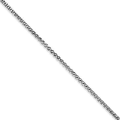 Black Bow Jewelry 1.65mm 14k White Gold Solid Wheat Chain Necklace