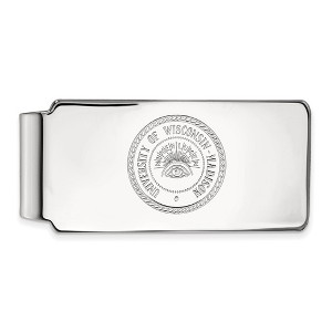 Black Bow Jewelry 10k White Gold Wisconsin Badgers NCAA Money Clip - 1 of 3