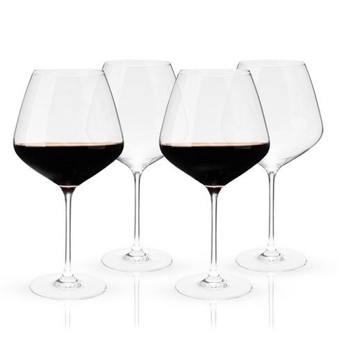 Viski Reserve Inez Crystal Burgundy Glasses, Crystal Red Wine Glasses ...