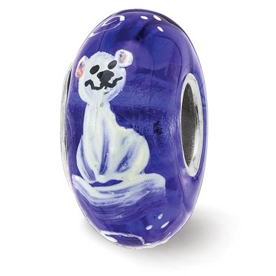 Black Bow Jewelry Fenton Sterling Silver Hand Painted Little Nora Glass Bead Charm