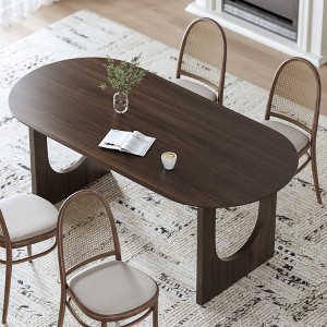 Wooakway 30" H Multi-Purpose Wood Table Sturdy Dual Pedestal Base Fits Kitchen/Office/Gaming Rooms (Black/Walnut/Natural) - 1 of 4
