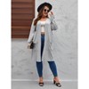 Coolmee Women Plus Size Front Open V Neck Long Sleeve Striped Knit Brushed Loose T-shirt Coat - 2 of 4