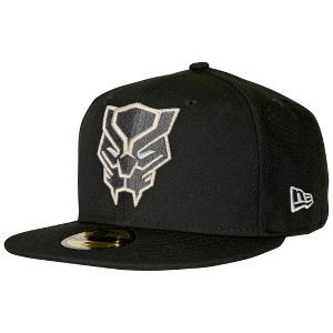 Adult Black Panther Face Symbol Color Block New Era 59Fifty Fitted Hat - 1 of 3