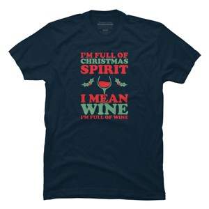 Men's Design By Humans Full of Christmas Spirit & Wine By DJBalogh T-Shirt - 1 of 4