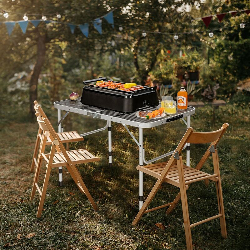 Costway Folding Grill Table for Camping Lightweight Aluminum Metal Grill Stand Table, 3 of 11