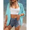 Womens Short Sleeve Cardigan Beach Cover Up Hollow-Out Sweater Cardigan Batswing Sleeve Cover Up Lightweight Cardigan - 3 of 4