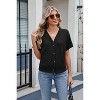 Women's Cardigan Waffle Knit V Neck Button Down Short Sleeve Cardigan Tops - 3 of 3