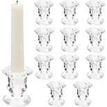 Crystal Glass Candle Holders Set of 12, Clear Taper Candlestick Pillar Candle Holder 2"x2"x2.3"