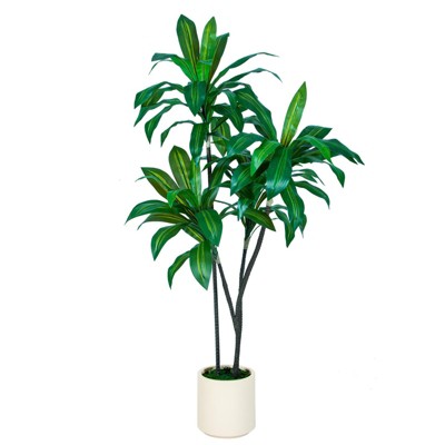 6FT Dracaena Draco Artificial Dragon Tree Realistic Dracaena Fragrans Faux Tree with White Pot for Home Office Indoor Outdoor Decor