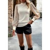 Womens Tops Mock Neck Long Sleeve Sequin Panel Casual Elegant Pullover Knit Sweater Tops - 3 of 4