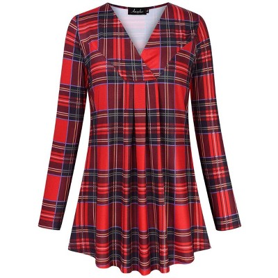 Plus Size Women's V-Neck Long Sleeve T-Shirt with Ruffle Detail Stretchy Soft Printed Blouse Fall Winter Tops XL to 5XL