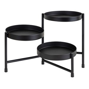 Kate and Laurel Finn Round Metal Tabletop Planter, 7.25x7.25x10, Black - 1 of 4