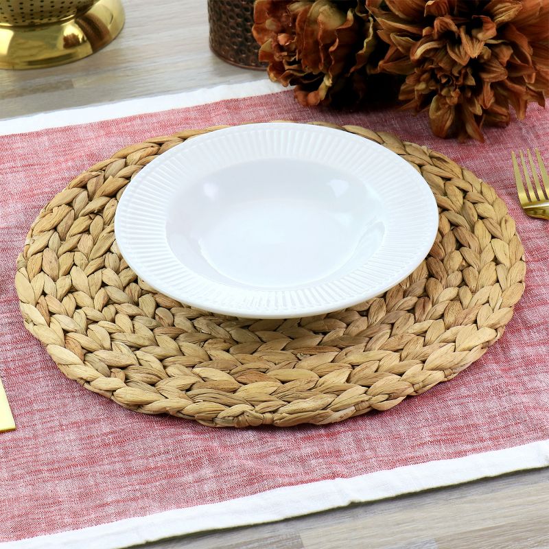 Gibson Home Sadler 14 Inch Woven Round Charger Dining Plate, 4 of 5