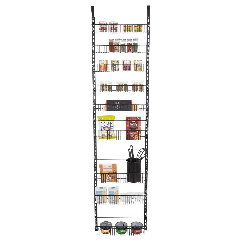 Over the Door Organizer - 9-Tier Hanging Wall Rack for Bathroom or Kitchen Organization - Pantry Organization and Storage by Home-Complete (Black), 1 of 12