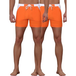 Lars Amadeus Men's Summer Beach Contrast Color Waist Elastic Design Pool Board Shorts 2 Pack - 1 of 4