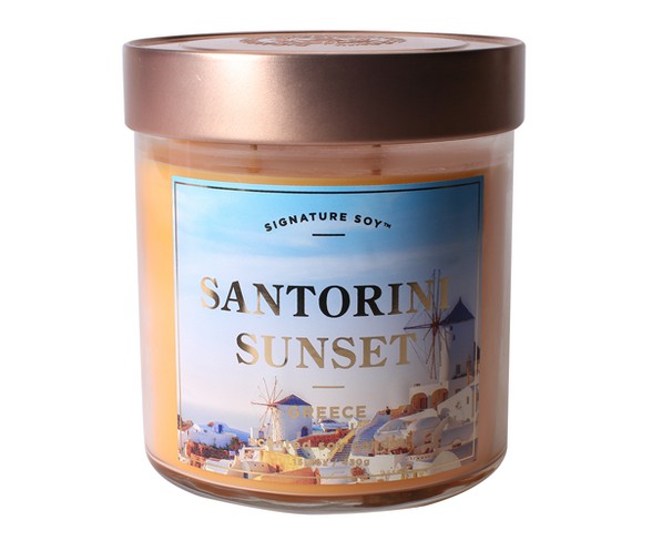 Small Glass Jar Candle Santorini Sunset 15.2oz - Signature Soy