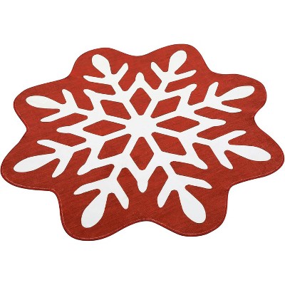 Christmas Snow Pattern Rug Non-Slip Washable, Low Pile Stain Resistant Holiday Carpet for Living Room Bedroom Classroom