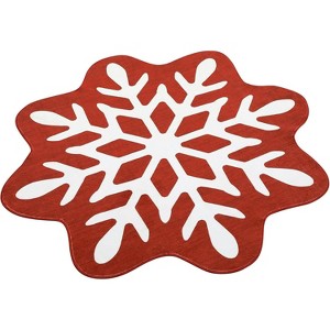 Christmas Snow Pattern Rug Non-Slip Washable, Low Pile Stain Resistant Holiday Carpet for Living Room Bedroom Classroom - 1 of 4