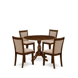 HomeStock 5-Piece Sand Blasted Black Finish Solid Wood Top Dining Table with 4 Parson Chair with Drop Leaf Lattice Back - 1 of 4