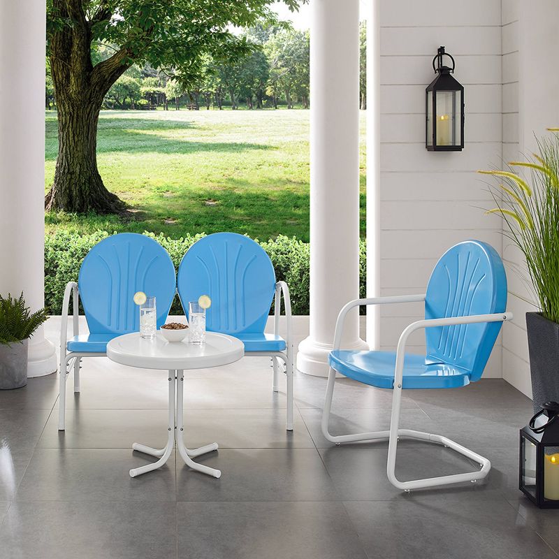 Griffith 3pc Outdoor Conversation Set with Loveseat, Arm Chair &#38; Accent Table - Sky Blue - Crosley, 4 of 10