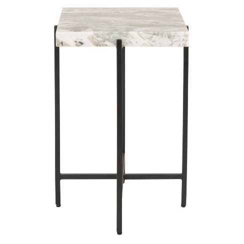 Tenzin Stone Top Accent Table Gray, Stone Top End Table With Drawer