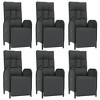 vidaXL 7 Piece Patio Dining Set with Cushions Black Poly Rattan - 74.8" Table Length 6x Armchair + Table - 4 of 4
