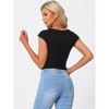 Allegra K Women's Sweetheart Neck Cap Sleeve Ribbed Knit Twist Knot Shirt - 3 of 4