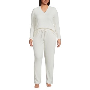 Lands' End Women's Cozy 2 Piece Pajama Set - Long Sleeve Top and Pants - 1 of 3