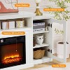 60" Farmhouse TV Stand w/ Fireplace - Wood Entertainment Center, Open Shelves, Remote & Timer, 3-Level Flame - 4 of 4