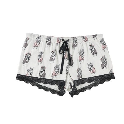 P.J. Salvage Womens Crowned Pugs Pajama Shorts