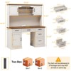 67"H Executive Desk with Hutch, Wood Workstation with 5 Drawers, Storage Cabinet & Charging Station - 2 of 4