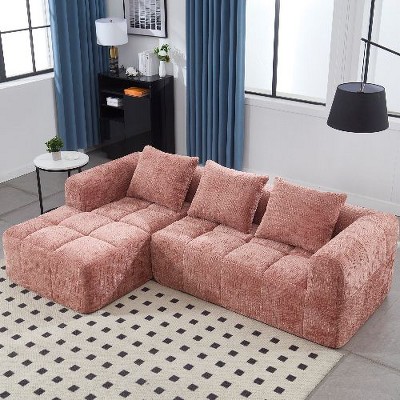 CAVINAS Modern Modular L-Shaped Sofa with Chaise Longue, 98.42-inch Loveseat Sofa with Small Side Pockets, Couches for Living Room