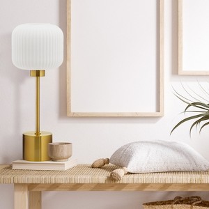 21" Jasmine Globe Shade Table Lamp White - River of Goods: Brushed Gold Finish, Modern Elegance - 1 of 4