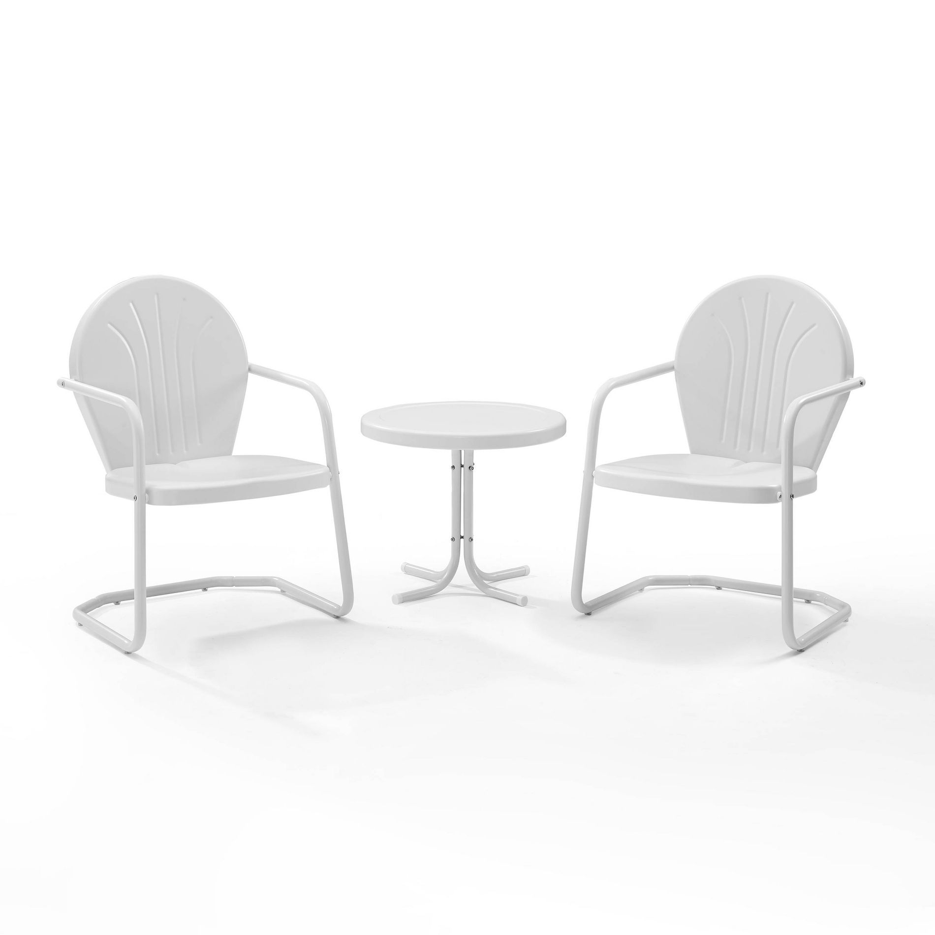 Crosley Griffith 3pc Outdoor Metal Chair and Side Table Set White