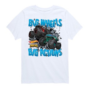 Boys' - Hot Wheels - Monster Trucks Big Wheels Big Actions Short Sleeve Graphic T-Shirt - 1 of 4