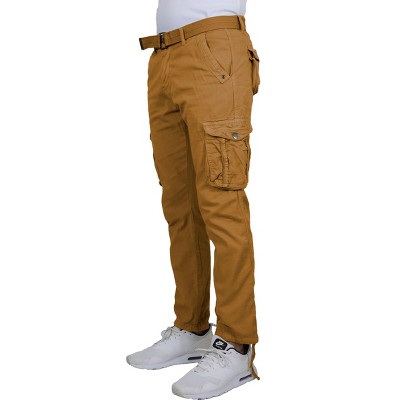 Galaxy By Harvic Men's Garment Dyed Cargo Pants With Belt - Dark Khaki, 40
