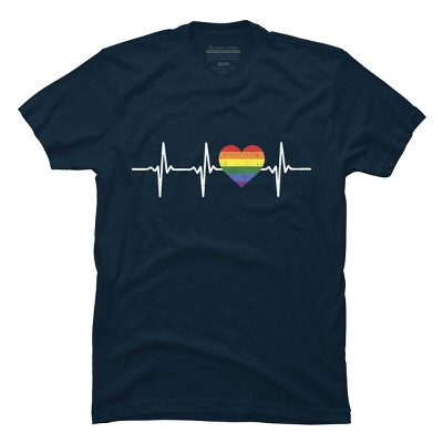 Adult Design By Humans Heartbeat Rainbow Heart Pride By KangThien T-Shirt