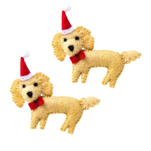 Global Crafts Dog Santa Handmade Felt Ornaments, Set Of 2 - Labradoodle ...