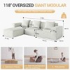 Combo Modular Sofa with 3 Seats for Living Room, Sectional Sofa with Ottoman, Sofa with Foam Filling and Corduroy Fabric-Coolbibila - 4 of 4
