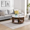 4 Piece of Industrial Round Coffee Table,Sturdy and Easy Assembly, 2-Tier with Storage for Living Room, Garden, white - 4 of 4