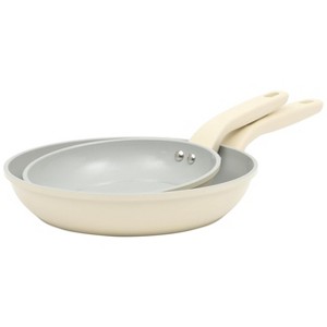 Gibson Home Barnsdall 2 Piece 8 Inch and 10 Inch Nonstick Aluminum Frying Pan Set in Linen - 1 of 4