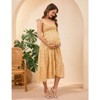 Coolmee Womens Maternity Dress Summer Sleeveless Smocked Square Neck Ruffle Casual Boho Midi Dress Baby Shower Photoshoot - 3 of 4